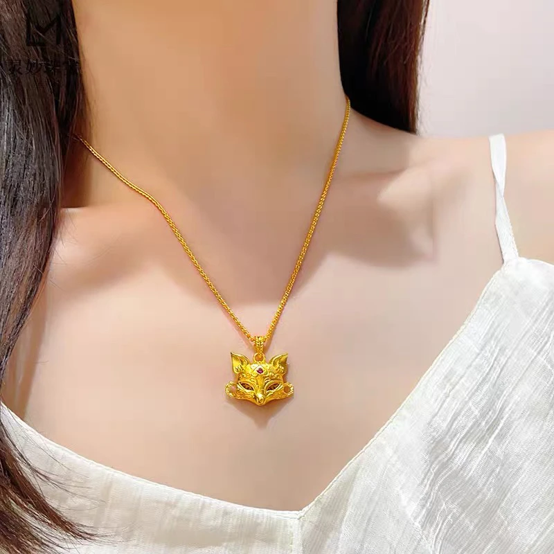 铜合金吊坠 狐狸面具锁骨项链女款2025新款轻奢小众配饰