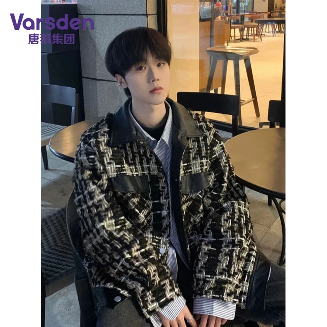唐狮集团Varsden小香风复古潮牌秋季夹克慵懒风格子百搭男款外套