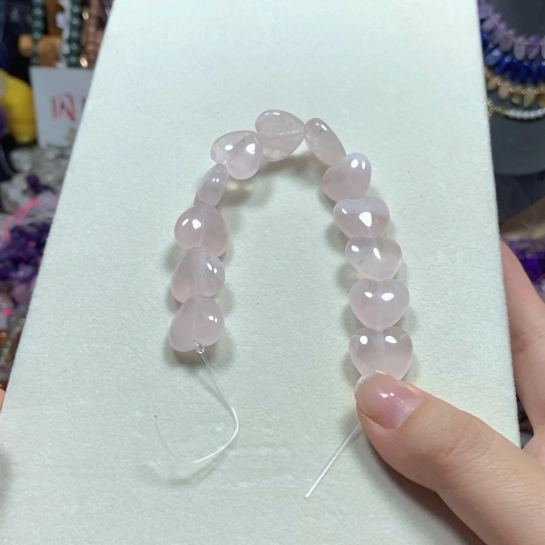 玛瑙/玉髓合金珠宝半成品粉晶桃心短款卡16mm