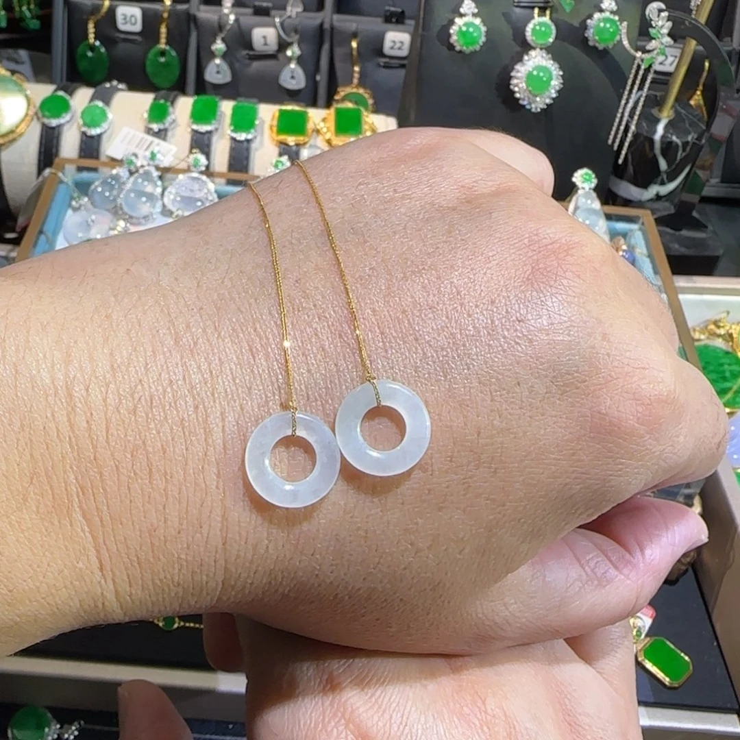 翡翠18K金镶嵌颈饰耳线