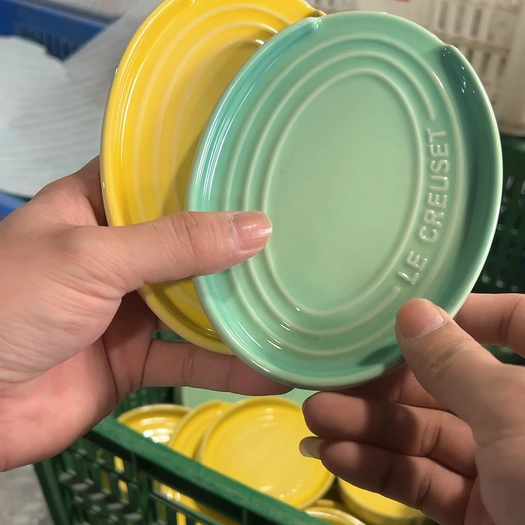 陶瓷 椭圆勺托 青羽 黄色