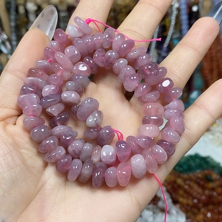 玛瑙/玉髓未镶嵌珠宝半成品天然紫马粉糖豆一条