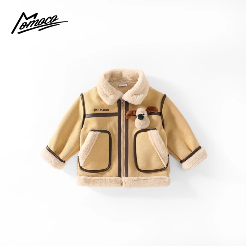 MOMOCO冬季新款男童加绒毛领立体小狗复古外套77430107006