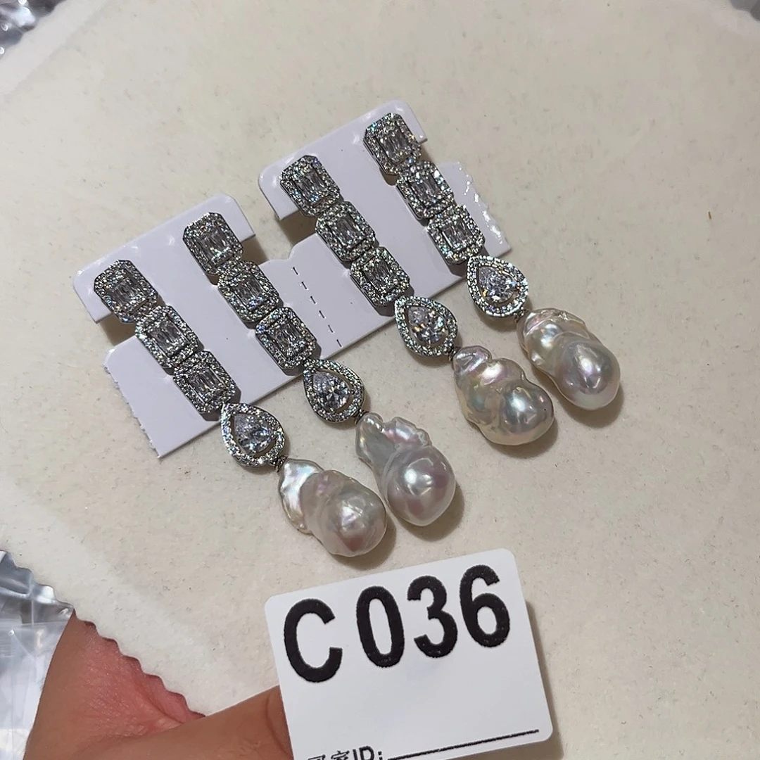 合金淡水珍珠耳饰