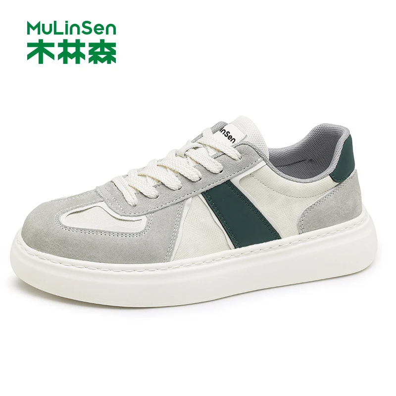 木林森2025男士夏季透气低帮软底时尚厚底经典百搭休闲鞋板鞋