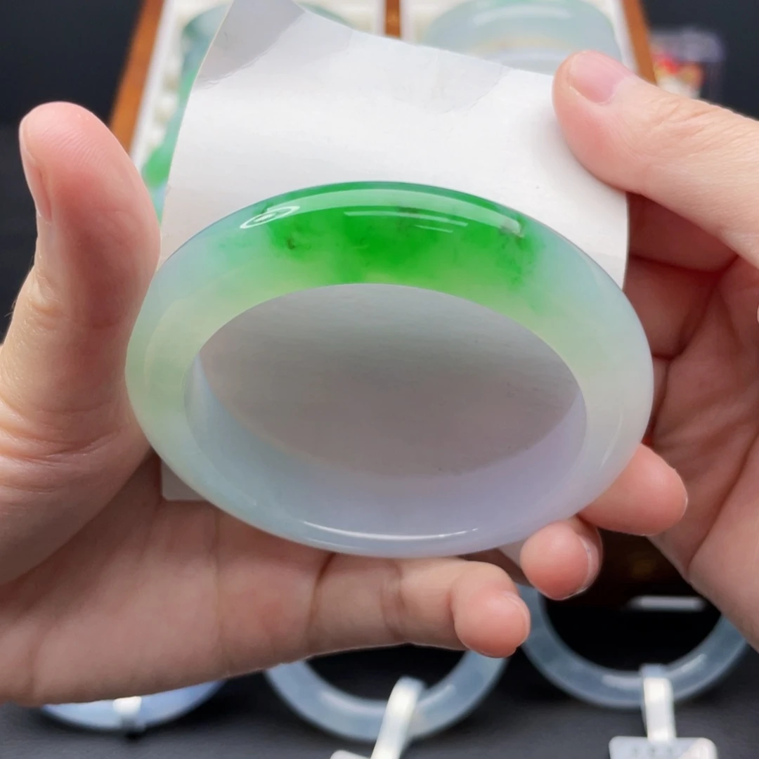 未镶嵌手镯翡翠53.5冰阳绿～强推
