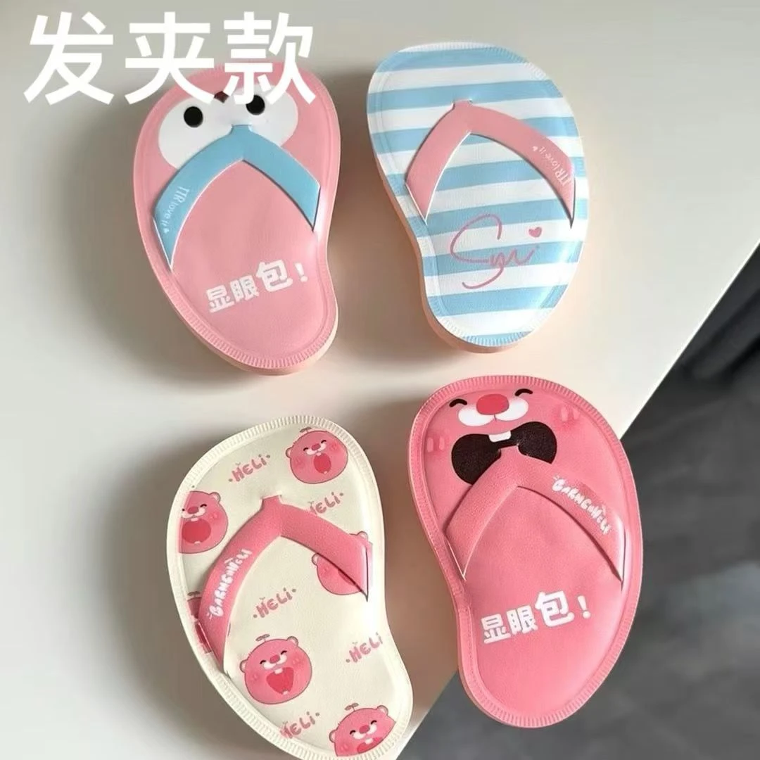 可爱卡通人字拖发夹少女刘海侧边夹亚克力鸭嘴夹春夏百搭发卡发饰