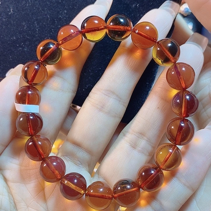 蓝珀未镶嵌珠宝奇石墨西哥红蓝手串10