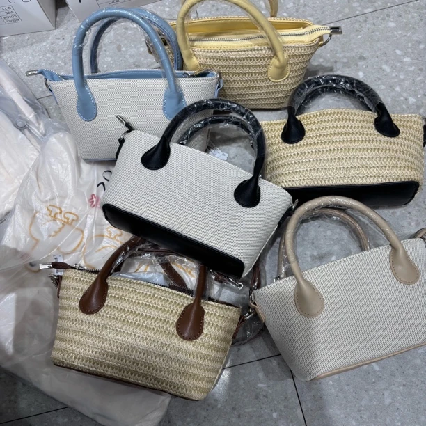 单肩车缝线拉链春季韩版手提包纯手工编制手拿包手提包包