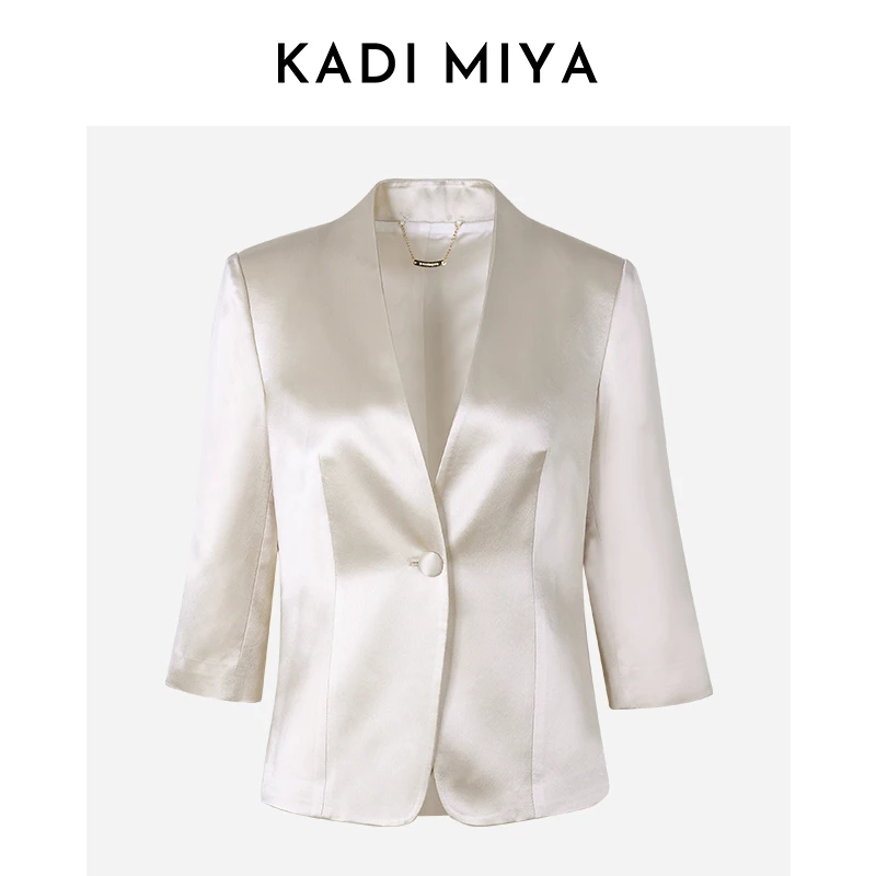 KADIMIYA【加尔达】法式高级醋酸缎面西装春夏新款光泽西服外套女
