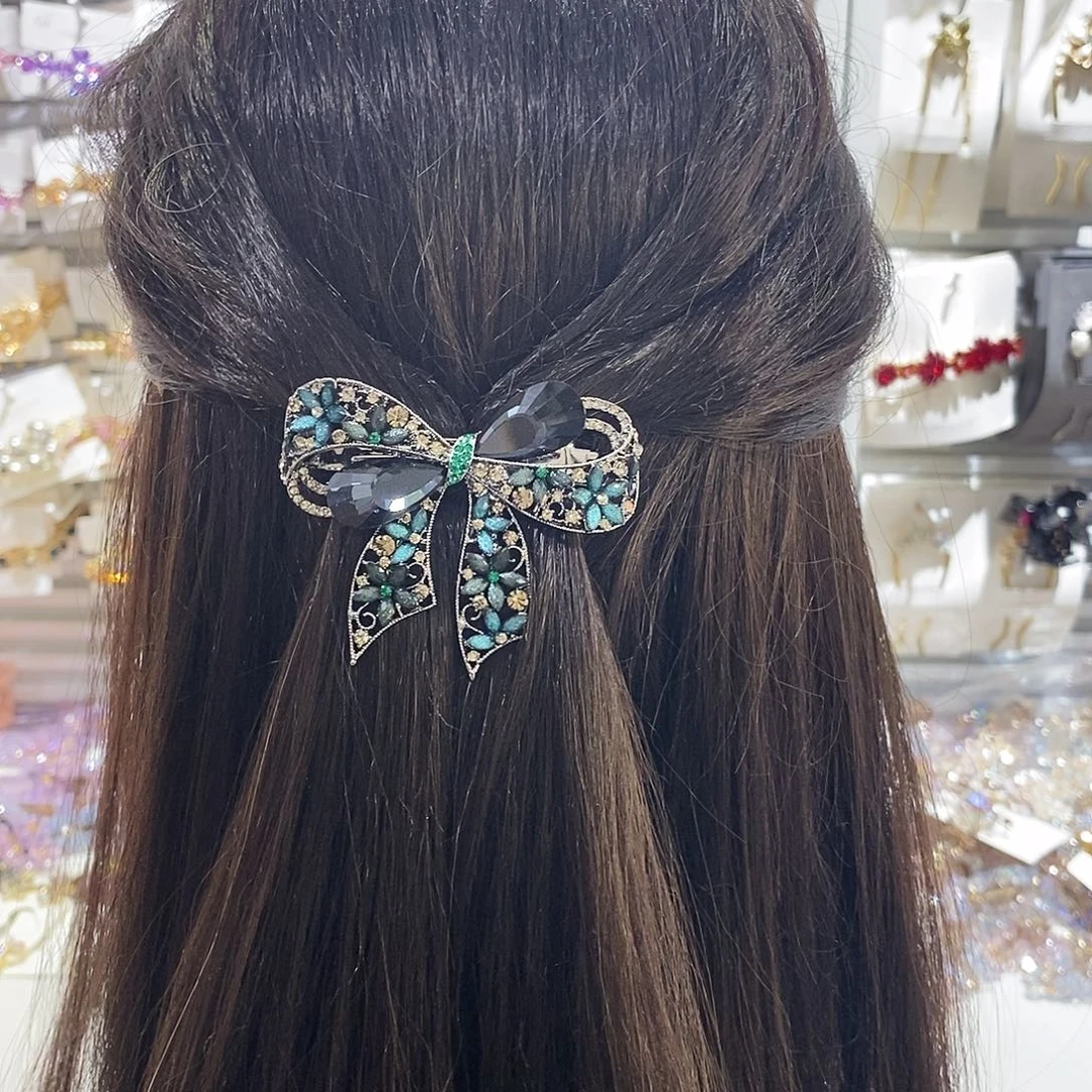 仿水晶锌合金6公分蝴蝶结时尚发夹
