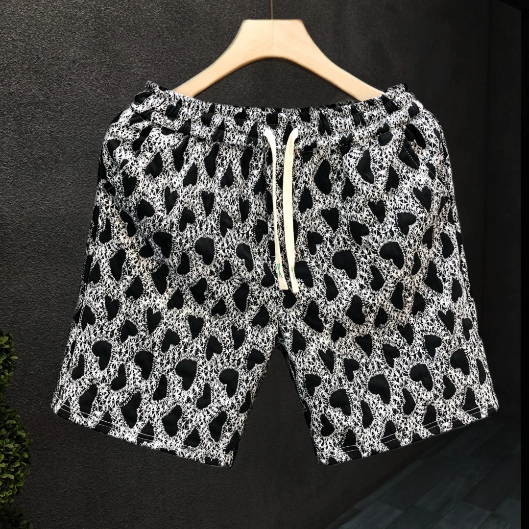 高品质爱心花型短裤男潮流居家外穿五分裤2025夏季新款薄款大裤衩