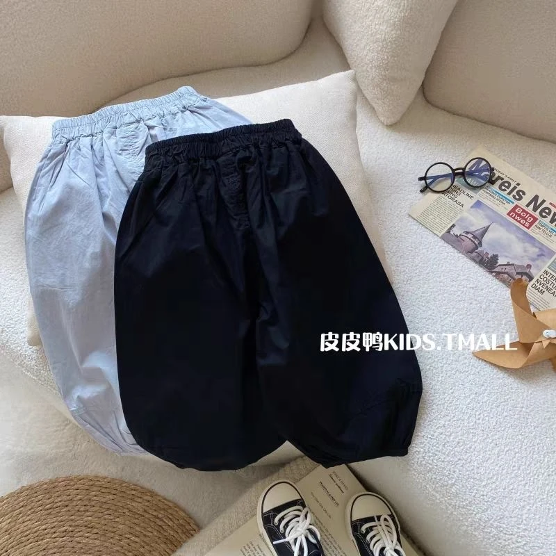 长裤男童男孩宽松I休闲风韩版男中腰灯笼裤纯色童装儿童运动故事