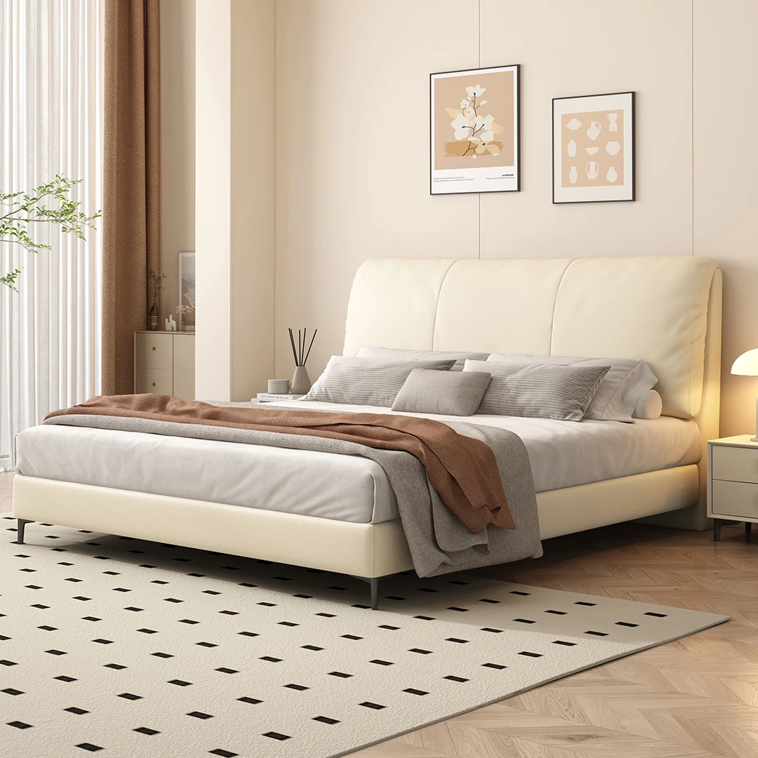 莱伯蕾全拆式环保真皮软床意式简约主卧大床婚床卧室双人床软包床