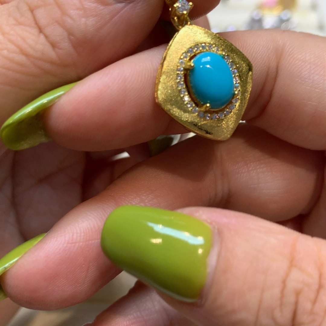 绿松石银S925镶嵌颈饰