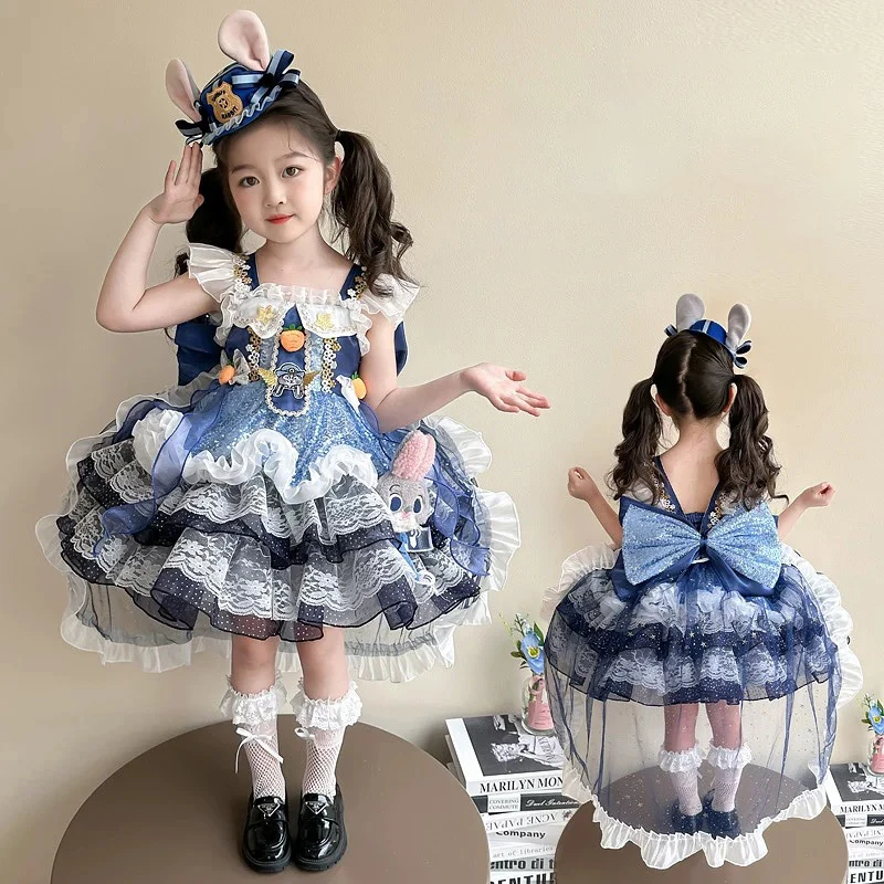 MK&DK女童洛丽塔公主裙夏季六一蓬蓬蛋糕裙女孩兔子警官连衣裙