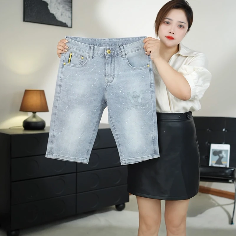 夏季轻奢高品质烫钻工艺男士短裤中裤五分裤薄款舒适透气弹力潮流