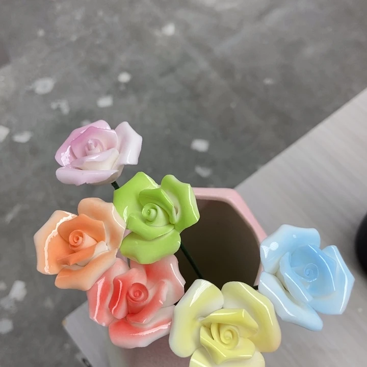 陶瓷手工制作陶瓷花6朵