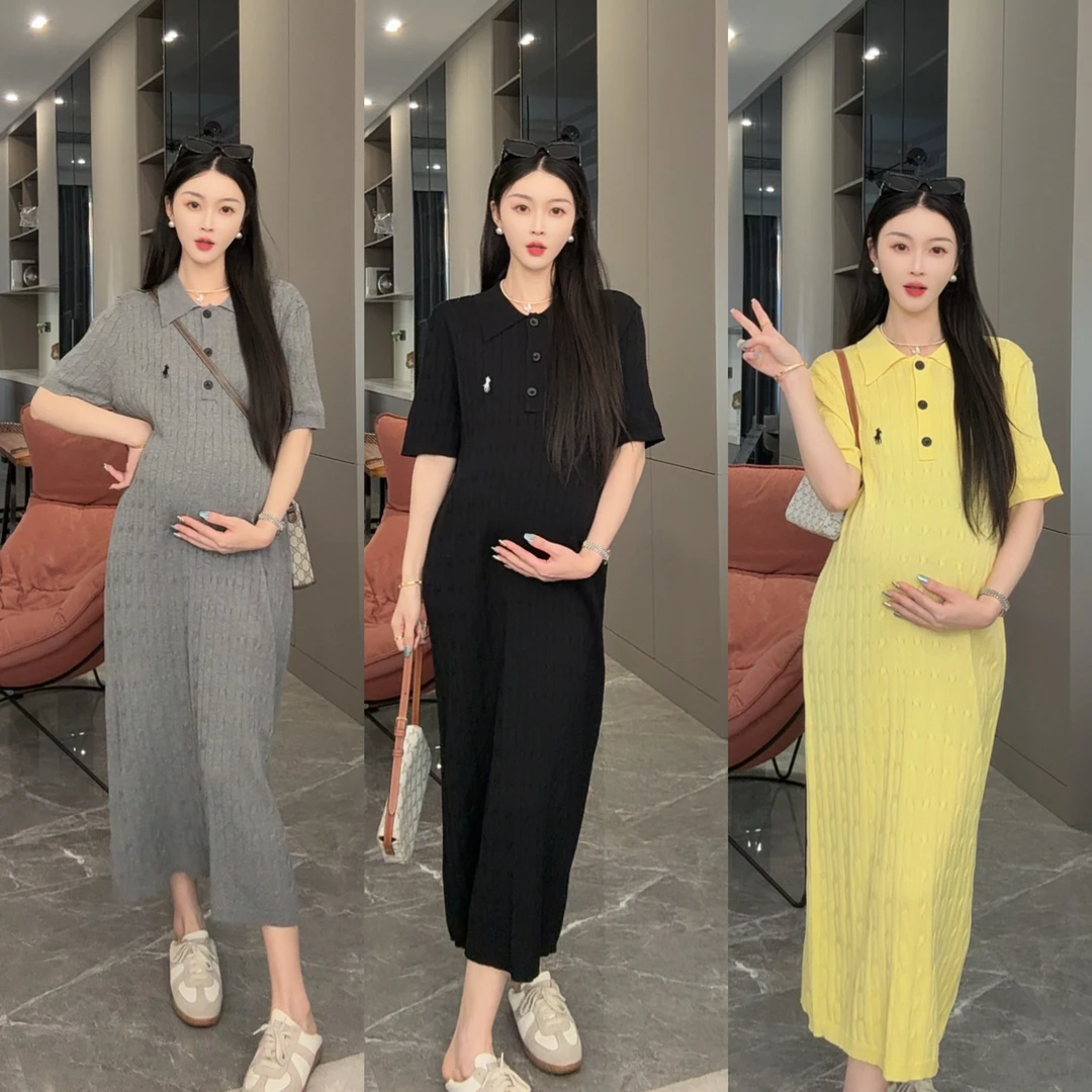 孕妇装孕妇装~2025夏季新款韩版时尚重工刺绣麻花设计显瘦减龄连