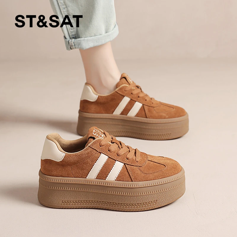 星期六复古厚底德训鞋2025新款秋季松糕底增高休闲鞋时尚百搭板鞋