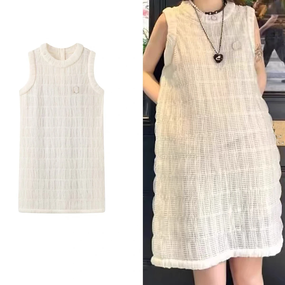 2334原单商场同款新款少女风浪漫网纱无袖连衣裙女