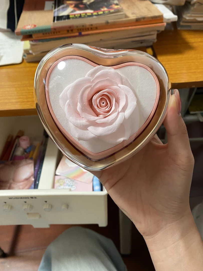 【零零和猫】520爱心形玫瑰花旋翻转永生花爱心戒指盒中秋&双11