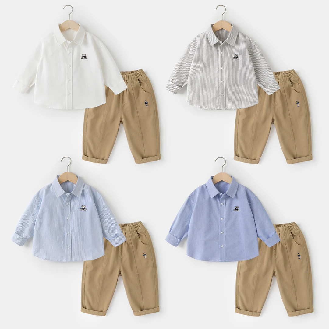 【衬衫穿搭两件套】男童学院风长袖衬衫休闲裤装百搭洋气UZ781