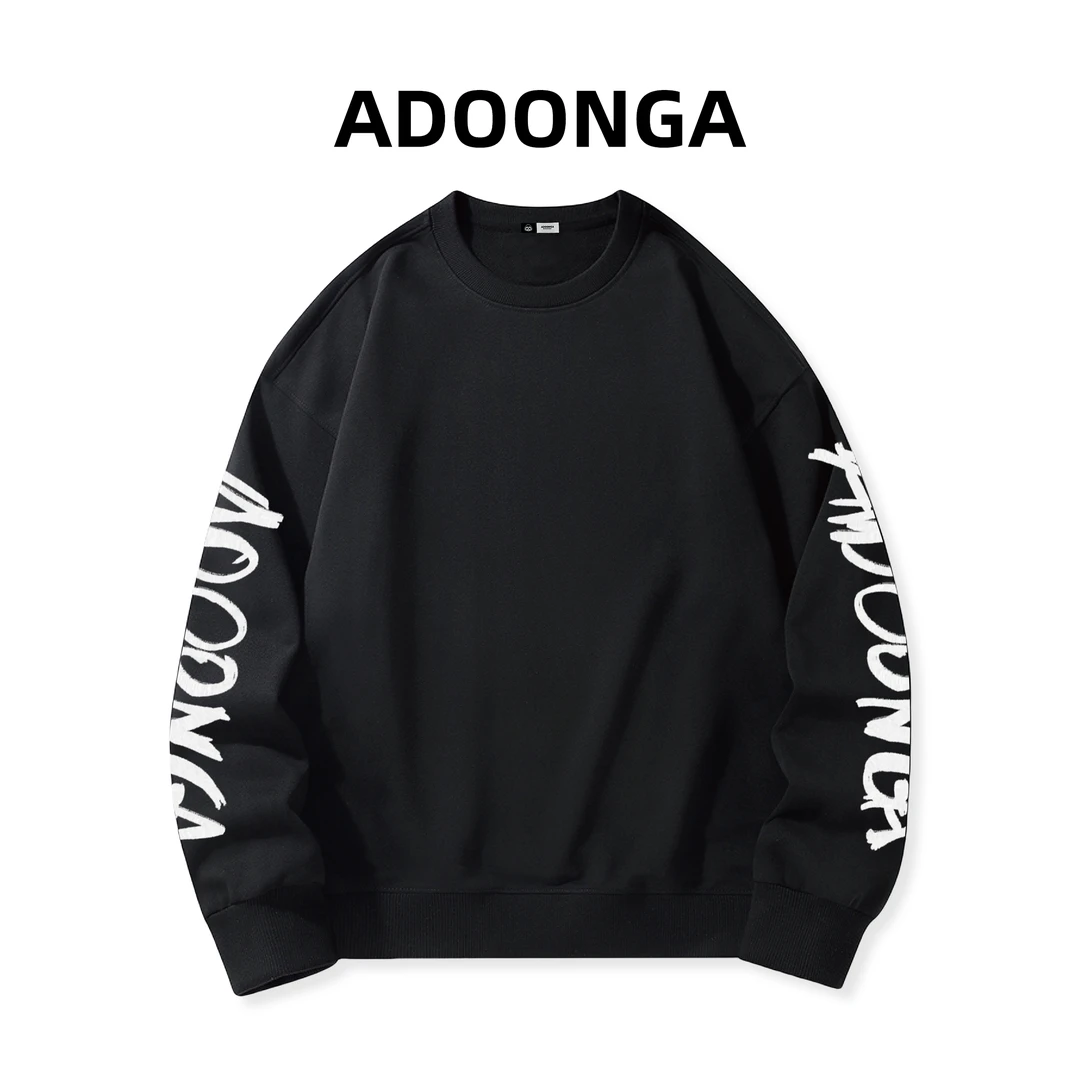 ADOONGA无帽卫衣男款美式潮牌圆领字母宽松百搭套头情侣休闲上衣