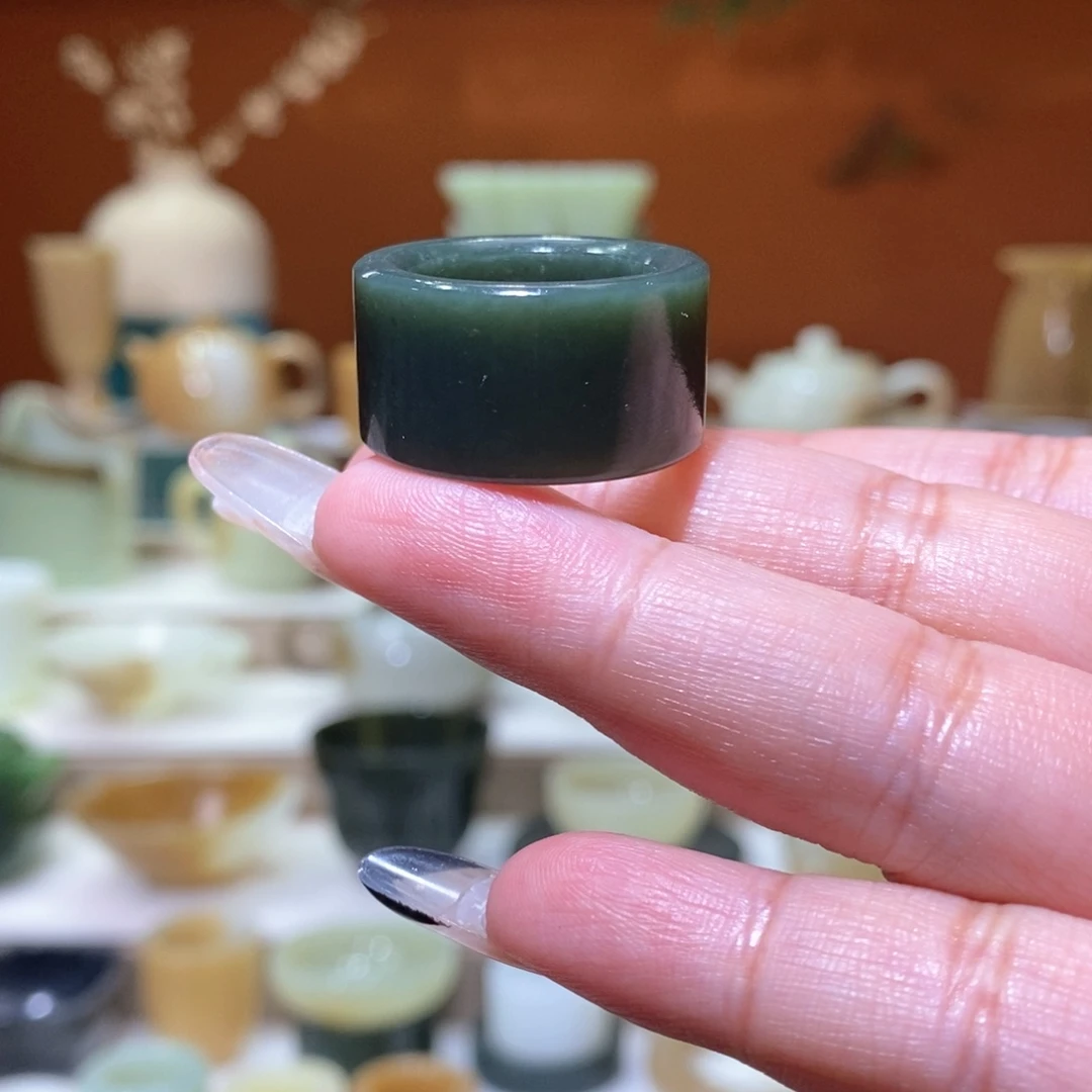 未镶嵌和田玉挂件青玉宽戒18.5mm
