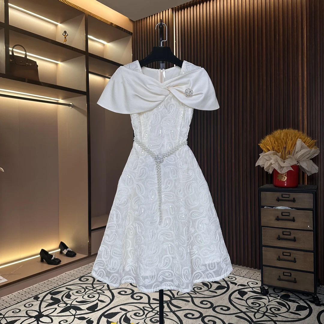 【温婉如玉】燕-86861轻奢设计师款优雅气质修身时尚收腰连衣裙