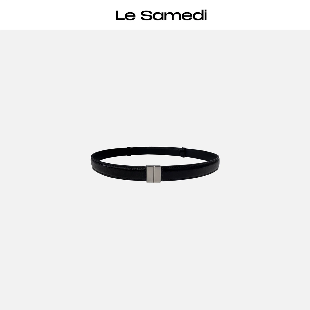 Le Samedi【方扣小束腰】重塑穿搭 可调节窄款方形搭扣牛皮腰带