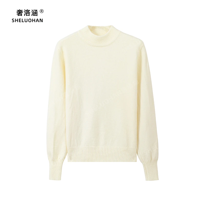 粗针加厚安迪绒针织打底衫女秋冬新款百搭简约圆领纯色套头毛衣