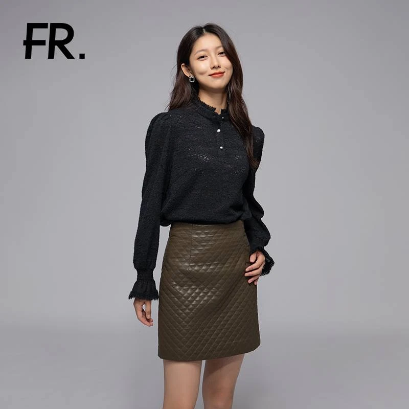 凡人优品女士时尚气质蕾丝高领秋冬T恤T1624S