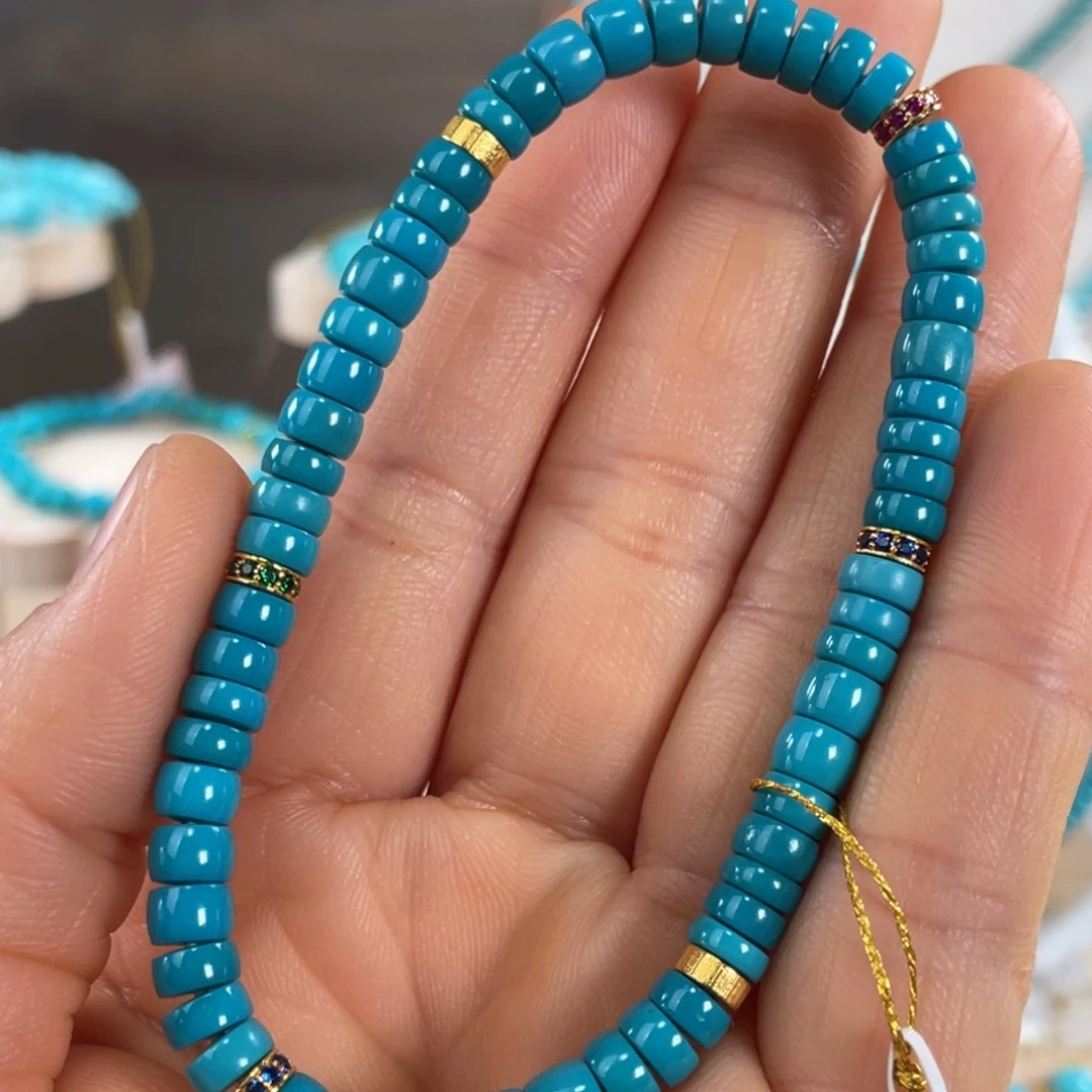 绿松石未镶嵌套链金钻玉化直切