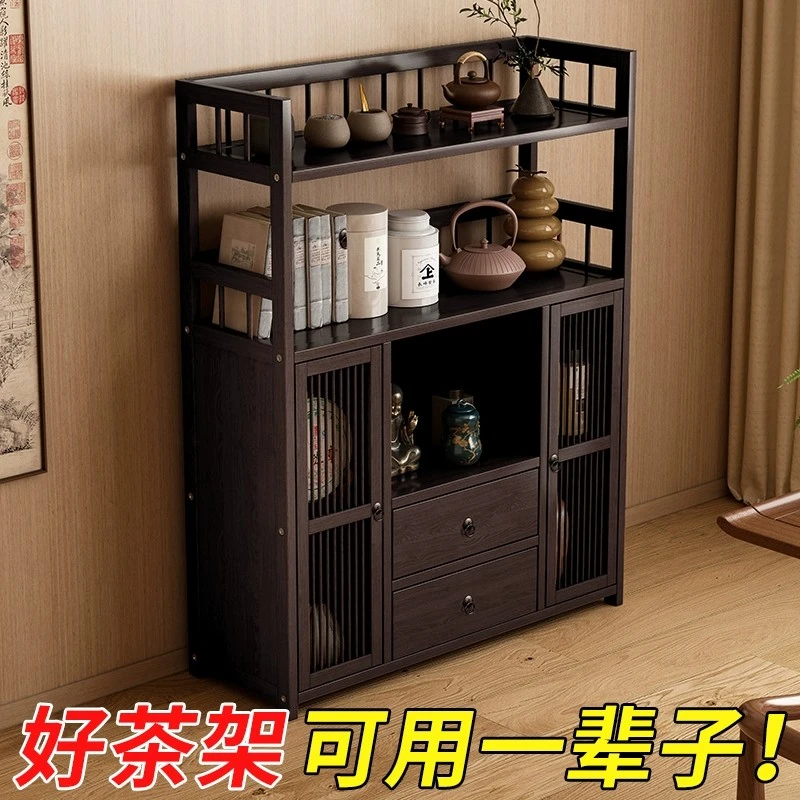 新中式博古架茶室茶叶展示柜茶杯架子置物架非实木客厅摆件收纳架