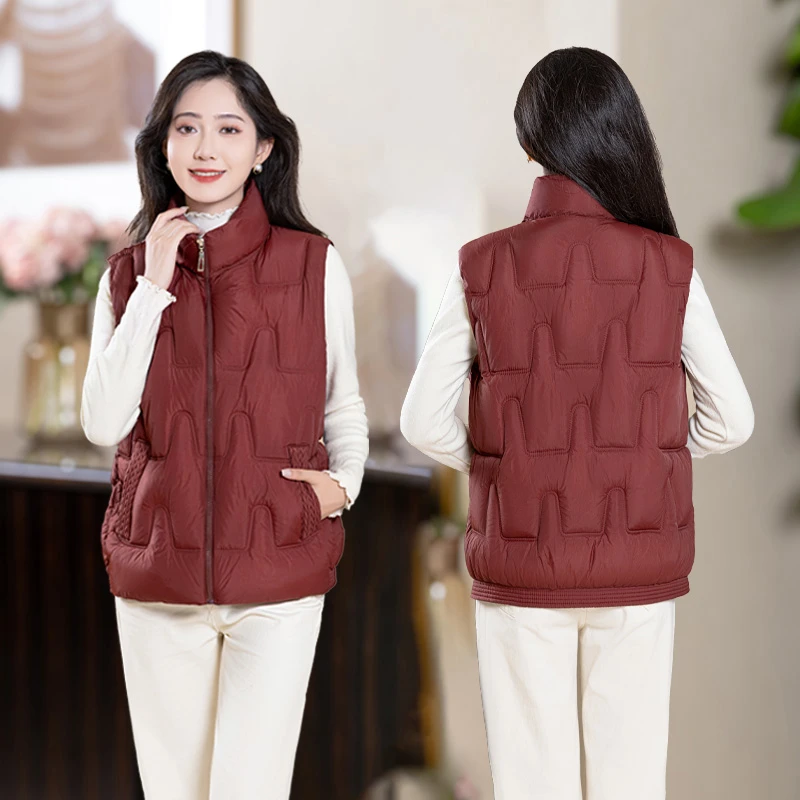 2025马夹中老年女装纯色保暖显瘦修身厚款背心常规款薄款大码时尚