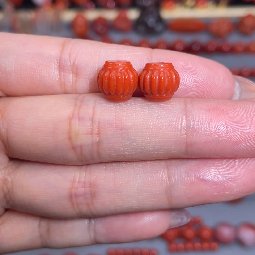 南红玛瑙灯笼珠未镶嵌白*二