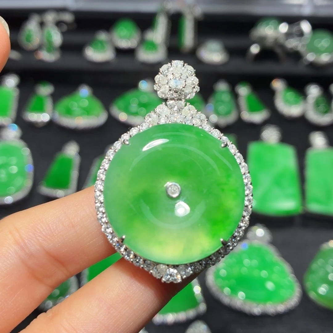 翡翠18K金镶嵌吊坠(不含链)176号