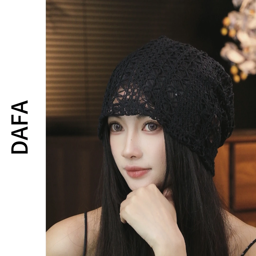 DAFA(A023)镂空钩花堆堆帽女夏季透气薄款套头帽显脸小包头帽子