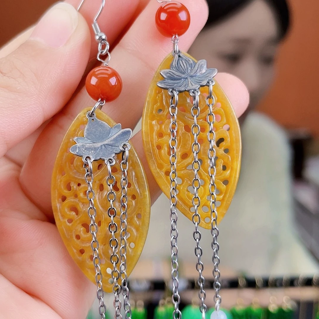 翡翠未镶嵌耳饰饰品