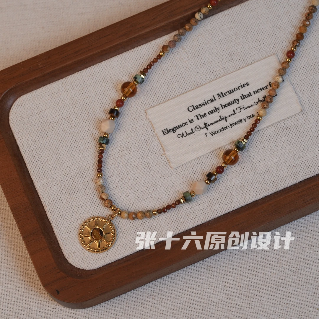 钛钢项链 [沙漠]张十六原创设计手工串珠复古小众彩色百搭颈链女