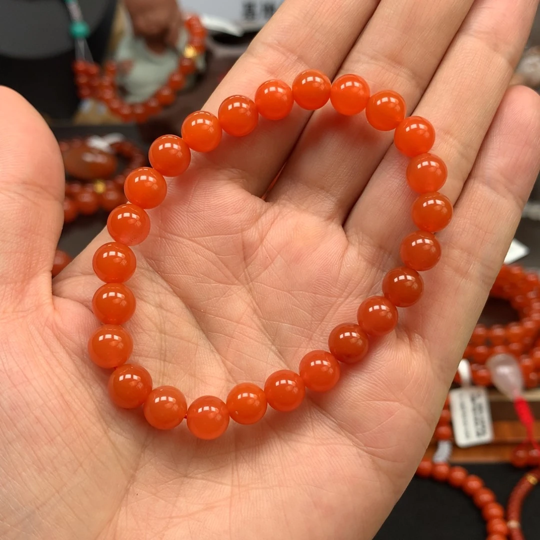 未镶嵌手串南红玛瑙保山原矿南红杨柳柿子红7+