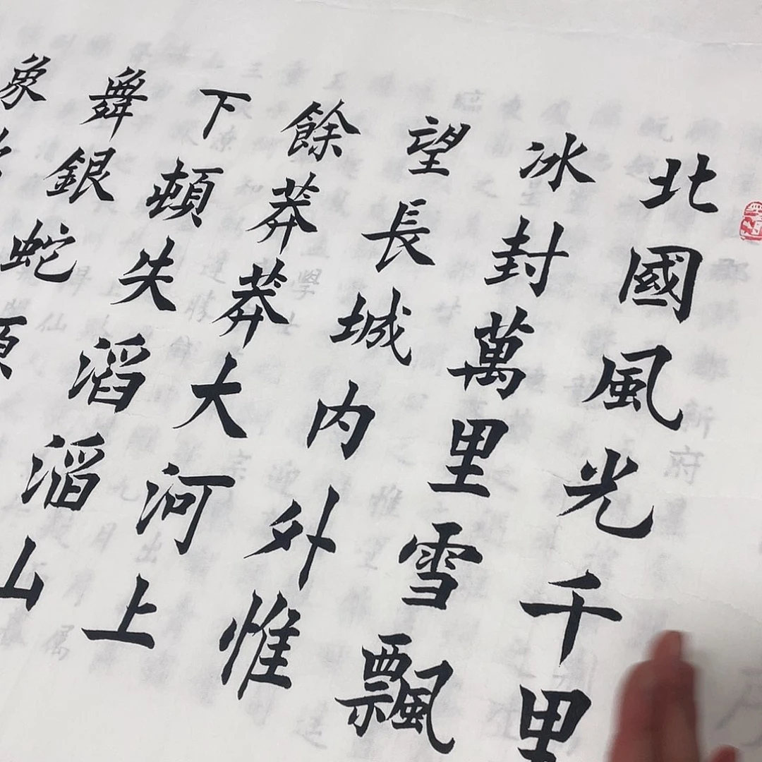 书法沁园春雪李淦白色……