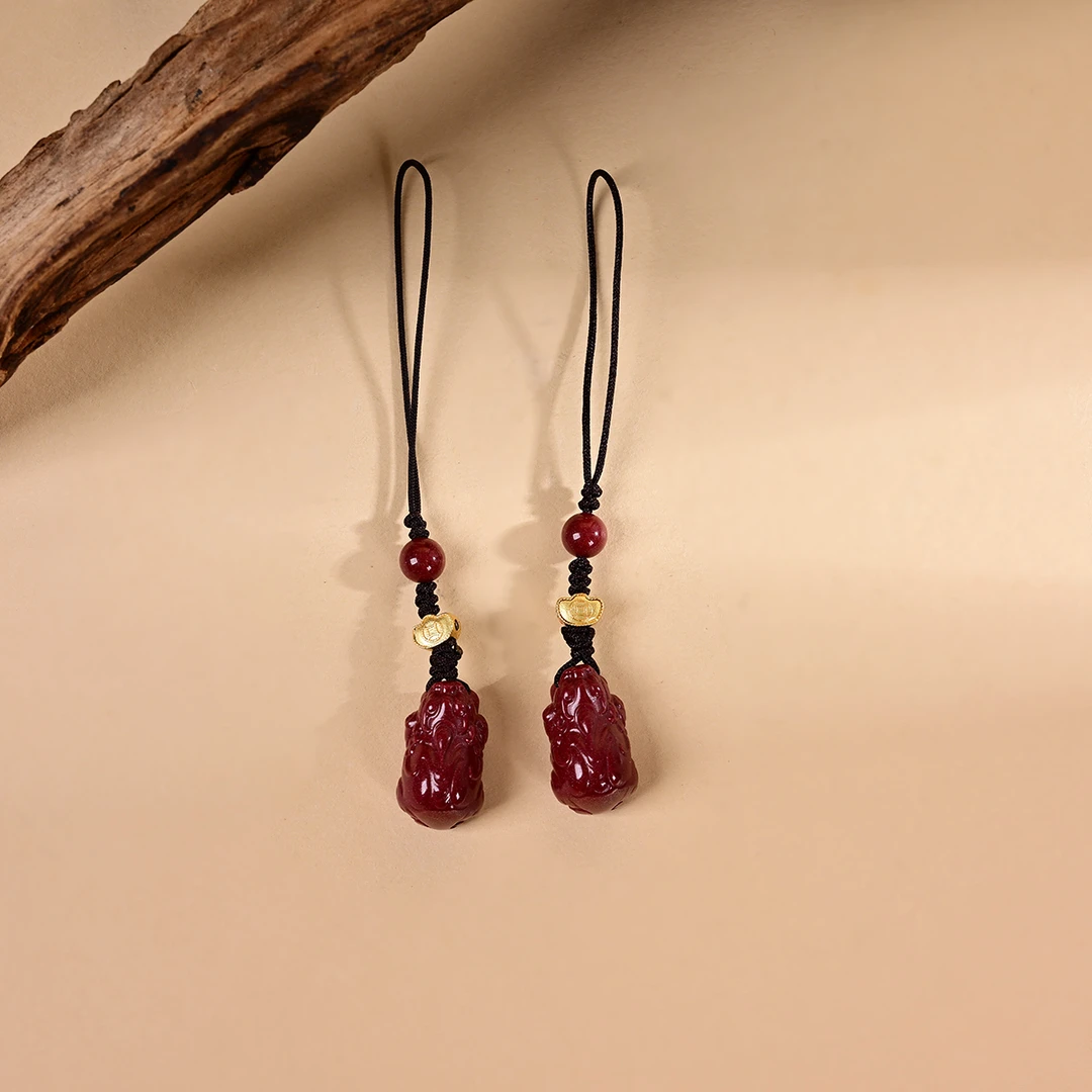 含辰砂工艺品23 V9795-朱砂挂件-多样性发一件-19*11*9mm（东哥）