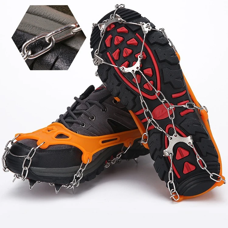 新款冰鞋户外登山攀岩抓不锈钢雪爪8齿攀爬雪地鞋链防滑鞋套冰爪