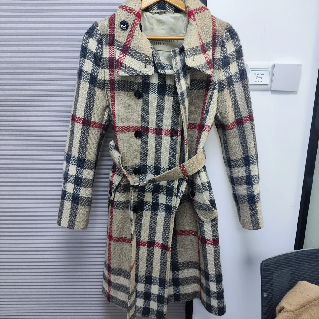 95新 BURBERRY/博柏利 麦殿/羊毛大衣格子8码格子/250627ZXLQQ04