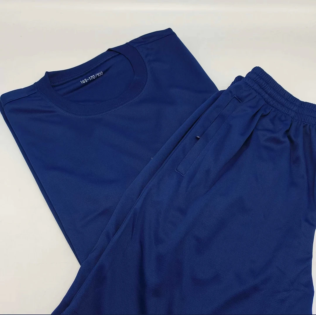 速干体能训练服套装男夏季短袖短裤透气运动服火焰蓝