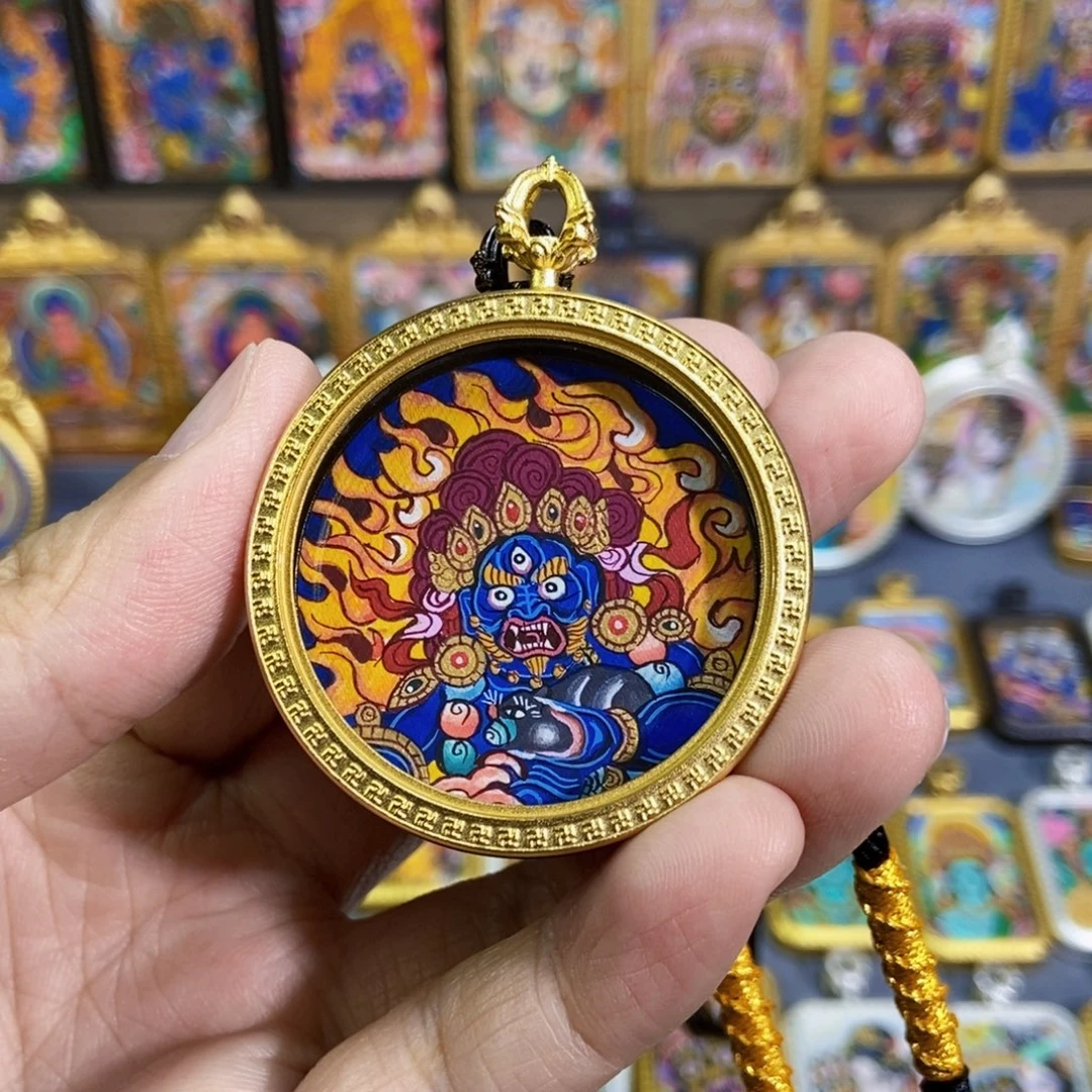 大***宝吊坠纯手绘唐卡黑财神