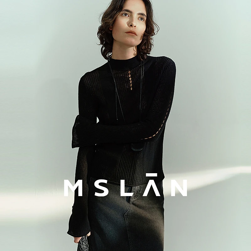 【明星同款】MSLAN25年春新款复古绵羊毛半高领打底针织衫MHAN103