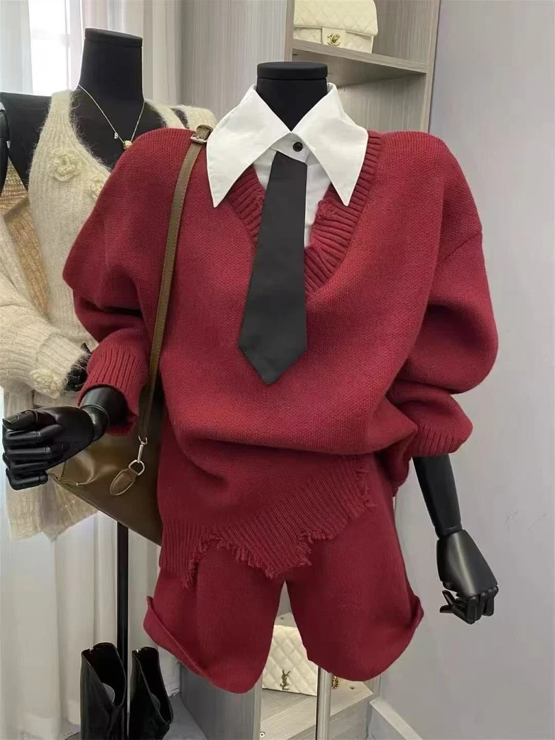 6545款学院风针织套装